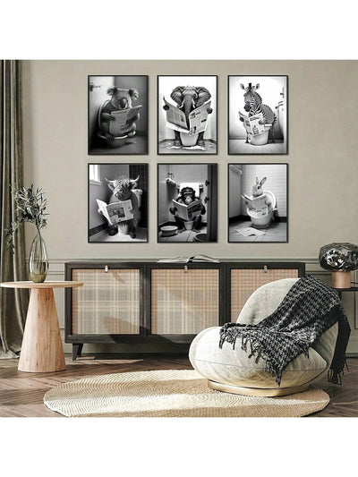 6 Piece Canvas Poster Set: Modern Animal Art for Bedroom and Living Room Decor