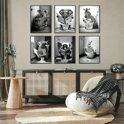 6 Piece Canvas Poster Set: Modern Animal Art for Bedroom and Living Room Decor