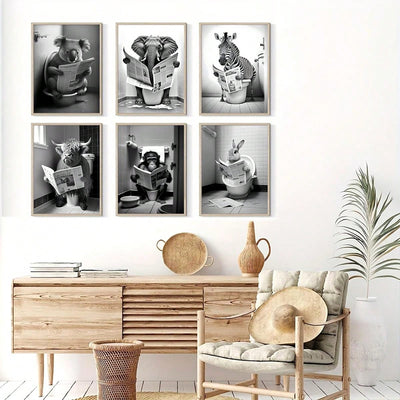 6 Piece Canvas Poster Set: Modern Animal Art for Bedroom and Living Room Decor