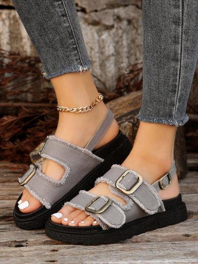 Blue Slingback Sandals: Elevate Your Summer Style with Buckle Decor Flatform Sandals