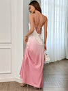 Sunset Serenade: Gradient Backless Single Shoulder Knot Long Dress