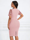 Sequin Sparkle: Lady Contrast Sleeve Ruffle Trim Bodycon Dress