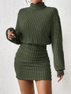 Chic Ribbed Turtleneck Midi Dress for Effortless Spring & Fall Style