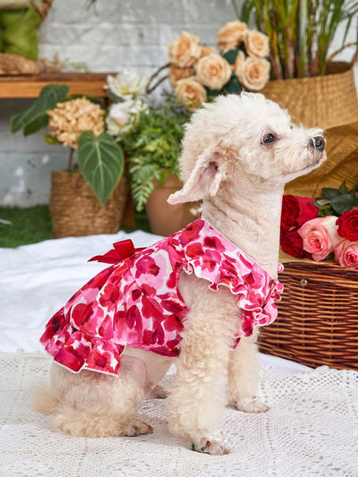 Adorable Floral Print Bow Decor Pet Dress for your Pooch