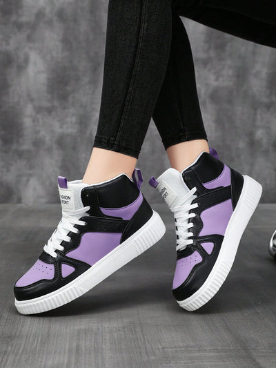 Colorful Comfort: Women's High Top Athletic Sneakers with Lace-Up Design