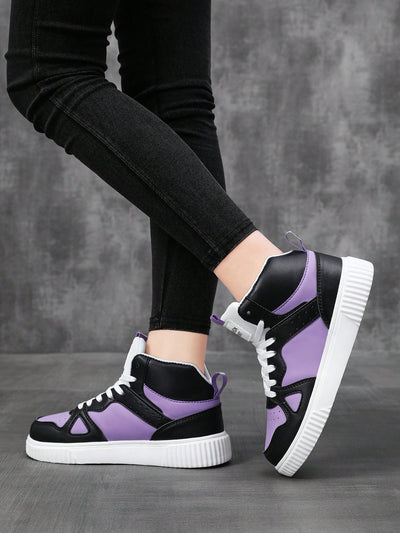 Colorful Comfort: Women's High Top Athletic Sneakers with Lace-Up Design