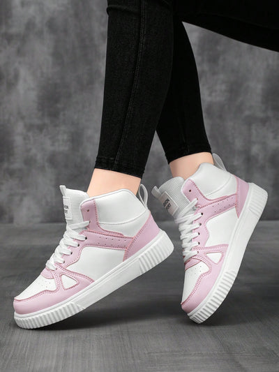 Colorful Comfort: Women's High Top Athletic Sneakers with Lace-Up Design