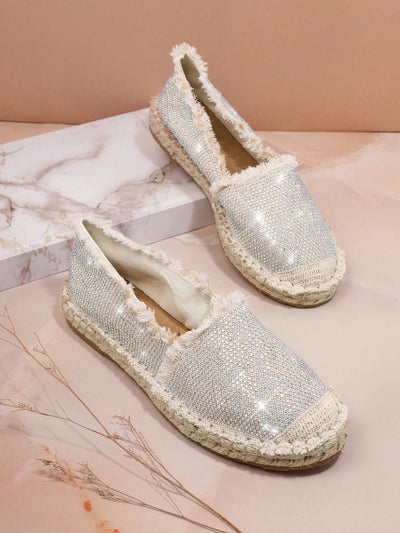 Step into Style: Rhinestone Decor Flat Shoes for Women