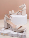 Open toe dress sandals with padded insole and glossy finish image 29