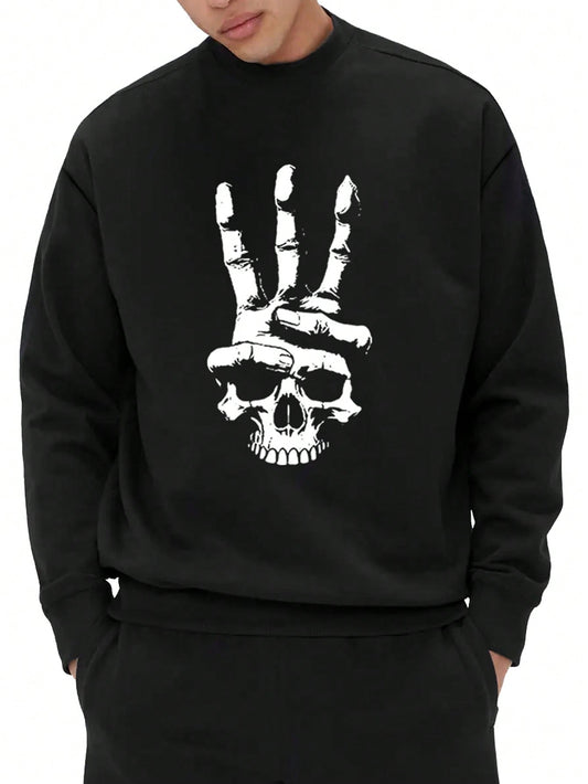 Elevate your style with our Skull Print Men's Sweatshirt. The edgy skull print sets you apart from the crowd, while the comfortable fabric keeps you cozy. Perfect for those looking to add a touch of edginess to their wardrobe. Don't be afraid to embrace your unique style with our sweatshirt.