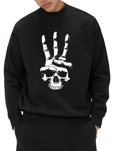 Elevate your style with our Skull Print Men's Sweatshirt. The edgy skull print sets you apart from the crowd, while the comfortable fabric keeps you cozy. Perfect for those looking to add a touch of edginess to their wardrobe. Don't be afraid to embrace your unique style with our sweatshirt.