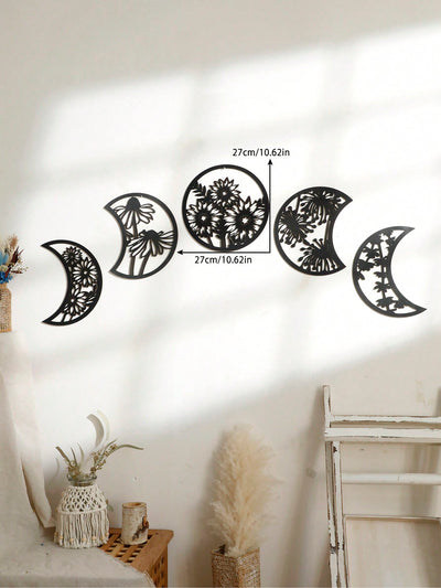 Boho Moon Phase Wall Decor Set: Elevate Your Space with Nordic Wood Art