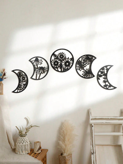 Boho Moon Phase Wall Decor Set: Elevate Your Space with Nordic Wood Art