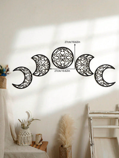 Boho Moon Phase Wall Decor Set: Elevate Your Space with Nordic Wood Art