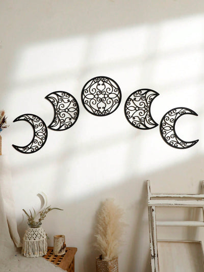 Boho Moon Phase Wall Decor Set: Elevate Your Space with Nordic Wood Art