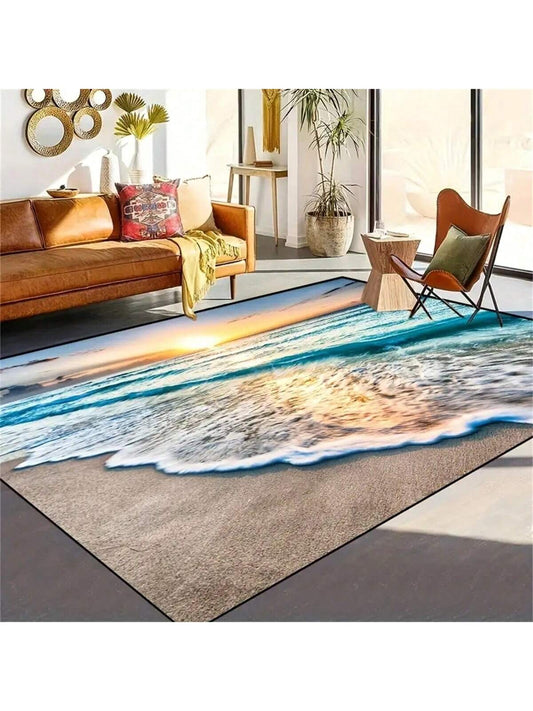 Experience the calming presence of the Serene Coastal Scenery <a href="https://canaryhouze.com/collections/rugs-and-mats?sort_by=created-descending" target="_blank" rel="noopener">Rug</a>, perfect for both indoor and outdoor decor. With its waterproof and non-slip design, adding this rug to your space not only brings beauty, but also practicality. Transform your space with this versatile and durable rug.