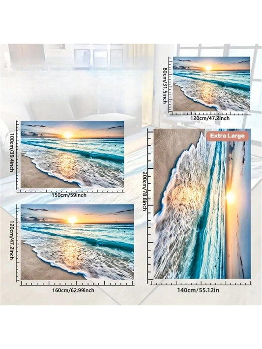 Serene Coastal Scenery Rug: Waterproof and Non-Slip for Indoor and Outdoor Decor