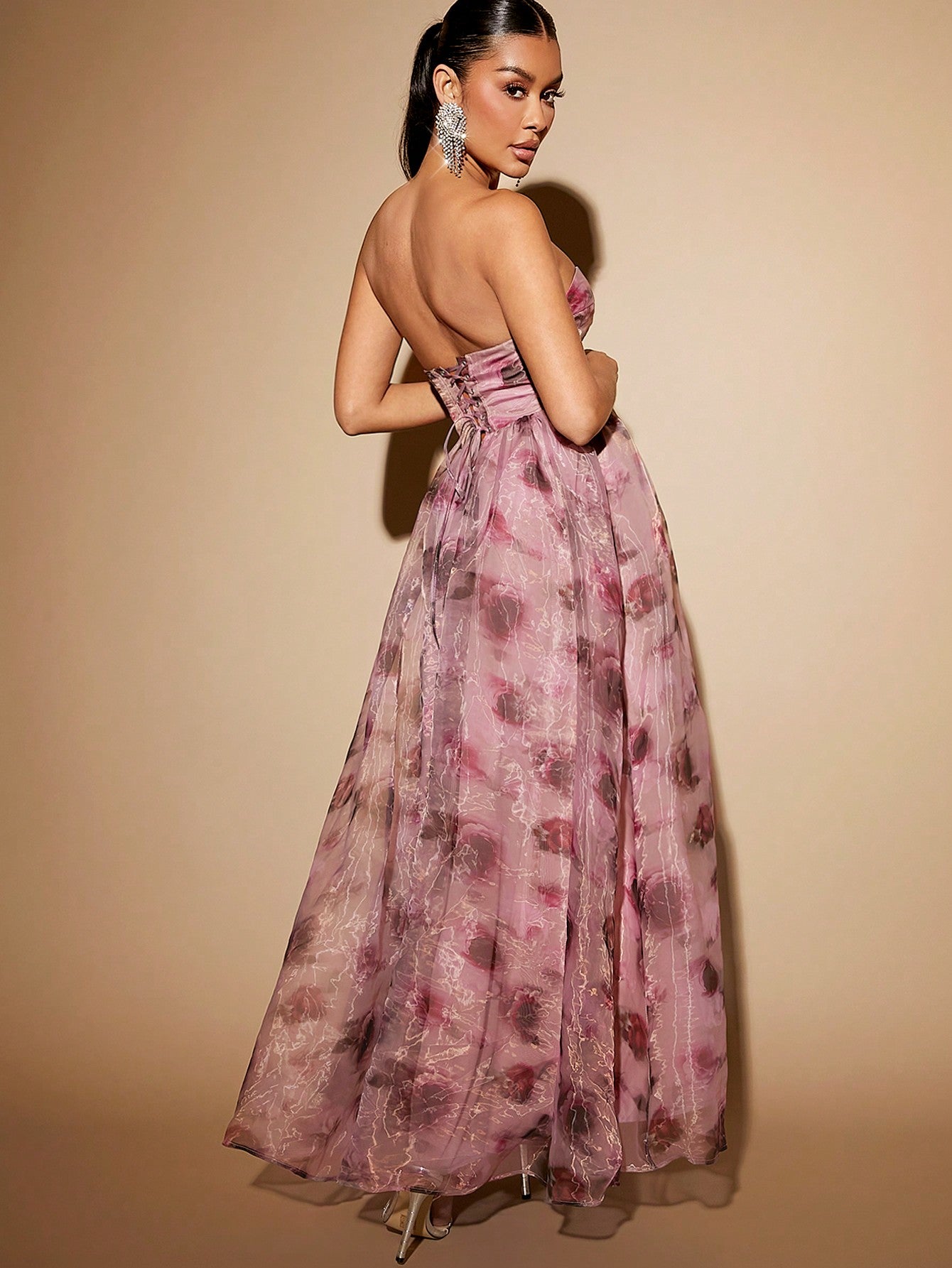 Elegant Floral Organza Split Sweetheart Tube Maxi Dress for Effortless Canary Houze Elegant Floral Organza Split Sweetheart Tube Maxi Dress for Effortless Canary Houze