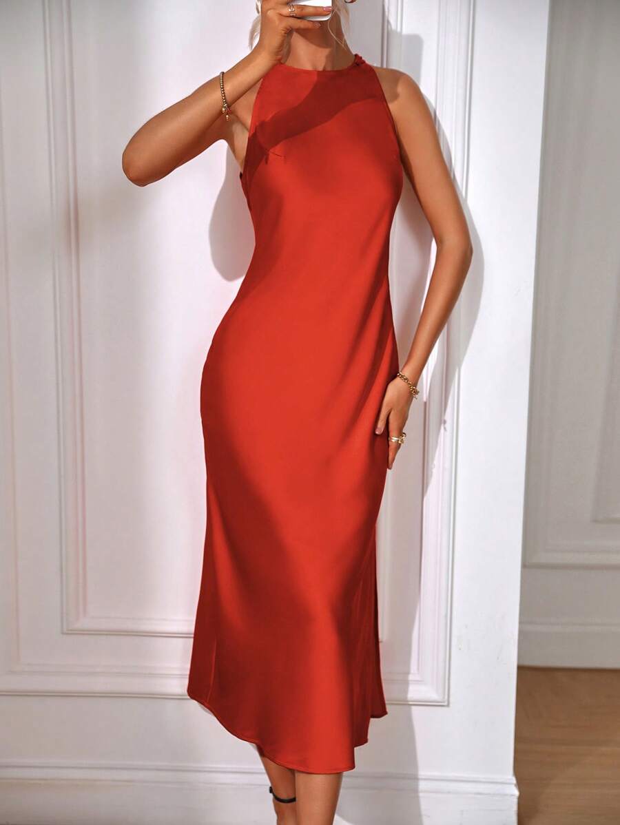 Side view 2 of Chic Sleeveless Maxi Dress for Women - Elegant Long Dress by EMERY ROSE for dress styling