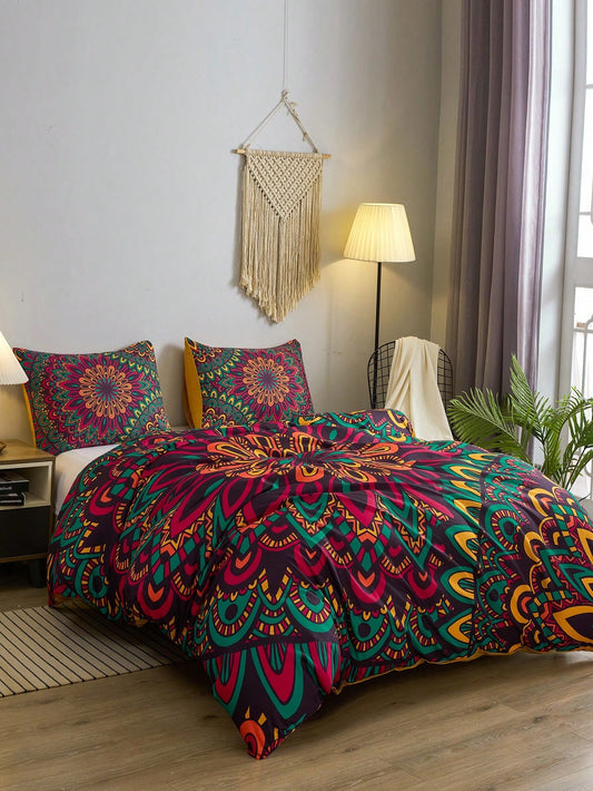 Bohemian Mandala Pattern Duvet Cover Set - Transform Your Bedroom with Vibrant Artistry