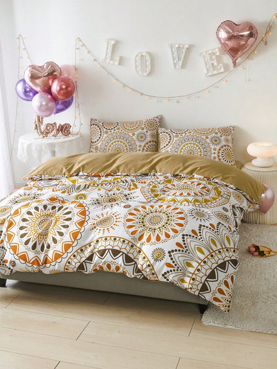 3-Piece Mandala Pattern Polyester Bedding Set - Complete Your Bedroom with Style and Elegance