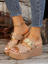 Chic and Trendy: Women's Printed Rivet Butterfly Color Block Wedge Sandals