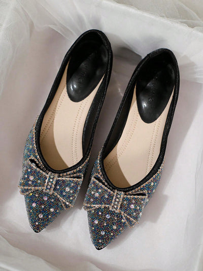 Sparkling Elegance: Rhinestone Bow High Heeled Shoes for Outdoor Parties