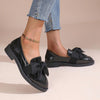 Chic and Comfortable Women's Black Loafers with Bow Detail