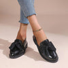 Chic and Comfortable Women's Black Loafers with Bow Detail