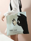 Feline Fashion: Cat Pattern Linen Shoulder Tote Bag