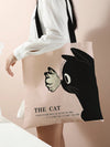 Feline Fashion: Cat Pattern Linen Shoulder Tote Bag