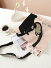 Feline Fashion: Cat Pattern Linen Shoulder Tote Bag