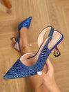 Sparkle & Elegance: Rhinestone Pointed Toe High Heel Backless Sandals for Women