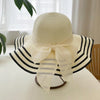 Wavy Straw Hat for Women: Stay Stylish on Holiday with Khaki Stripes