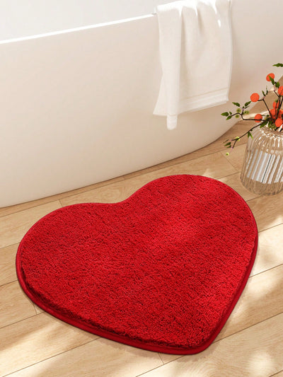 Romantic Red Heart-Shaped Bath Mat - Non-Slip, Absorbent & Machine Washable