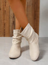 Chic Beige Crinkled Flat Casual Boots for Effortless Style