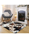 Cozy Nordic Cow Pattern Square Rug – Soft, Non-Slip Flannel Carpet for Stylish Living Spaces