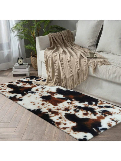 Cozy Nordic Cow Pattern Square Rug – Soft, Non-Slip Flannel Carpet for Stylish Living Spaces