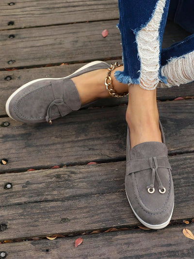 Chic Metal Ring Decorated Penny Loafers: Elevate Your Casual Style