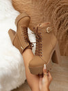 Chic British Style Chunky Heel Ankle Boots for Women - Waterproof Platform with Buckle Strap