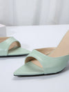 French Chic: Green Pointed Toe Sandals - Slip Resistant High Heels for Women