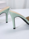 French Chic: Green Pointed Toe Sandals - Slip Resistant High Heels for Women