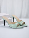 French Chic: Green Pointed Toe Sandals - Slip Resistant High Heels for Women