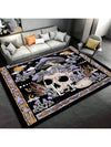 Gothic Glamour: Crystal Velvet Skull Pattern Living Room Carpet for Halloween Home Decorations