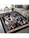 Gothic Glamour: Crystal Velvet Skull Pattern Living Room Carpet for Halloween Home Decorations