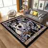 Gothic Glamour: Crystal Velvet Skull Pattern Living Room Carpet for Halloween Home Decorations