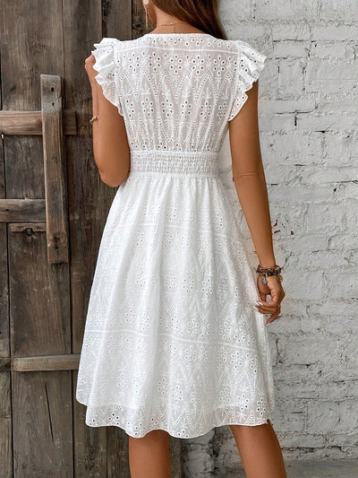 Sweet and Sassy: Women's Embroidered Short Sleeve Summer Dress