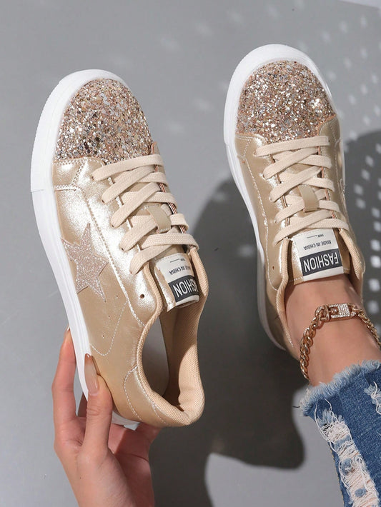 Shimmering Stars Lace-Up Flats: The Must-Have Casual Shoes