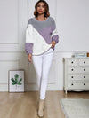 Cozy Chic: Women's Color Block Plush Drop Shoulder Sweatshirt