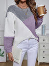 Cozy Chic: Women's Color Block Plush Drop Shoulder Sweatshirt